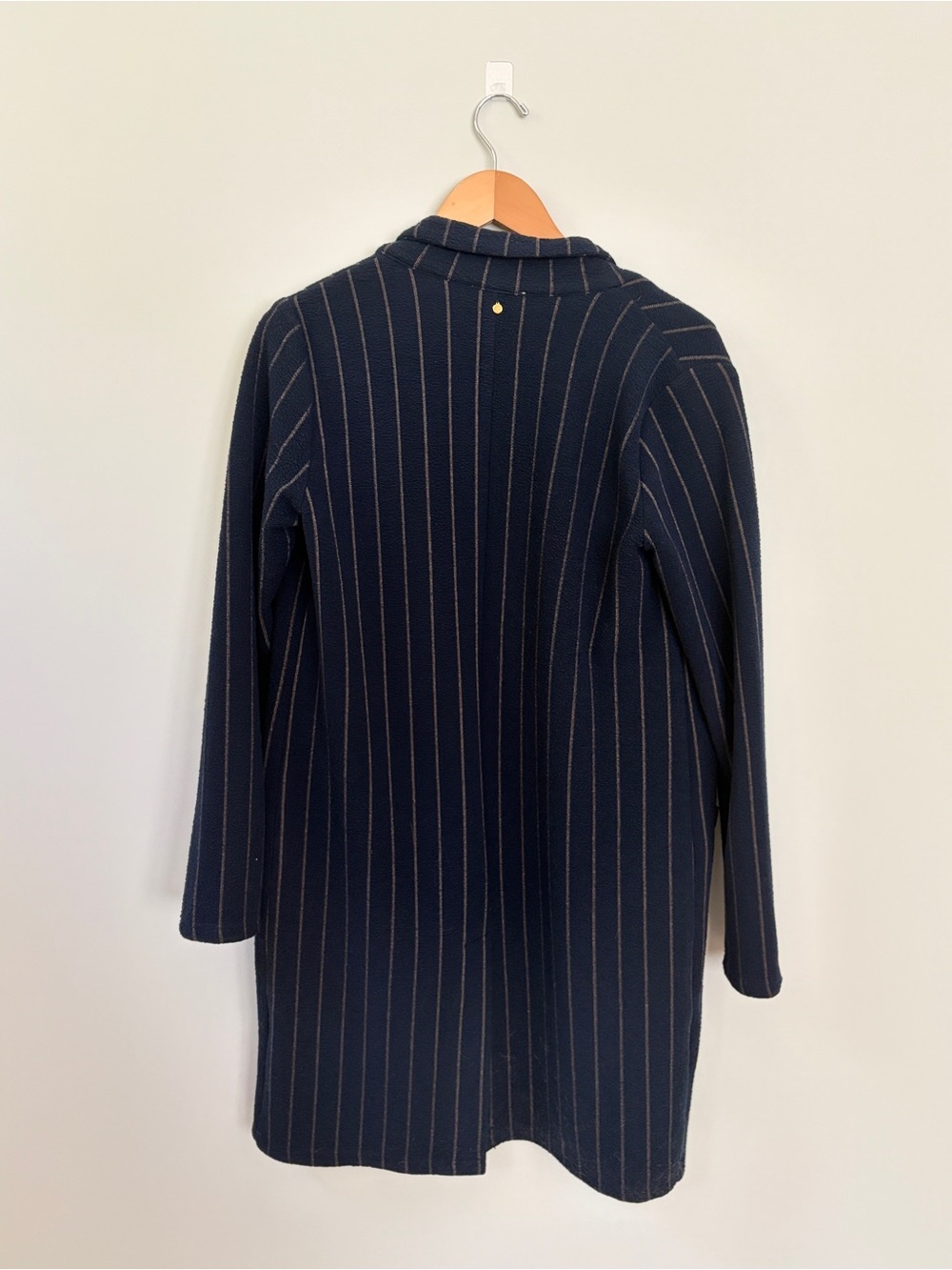 Anthropologie Harlyn Navy Pinstripe Open-Front Coat - Small - Picture 3 of 5